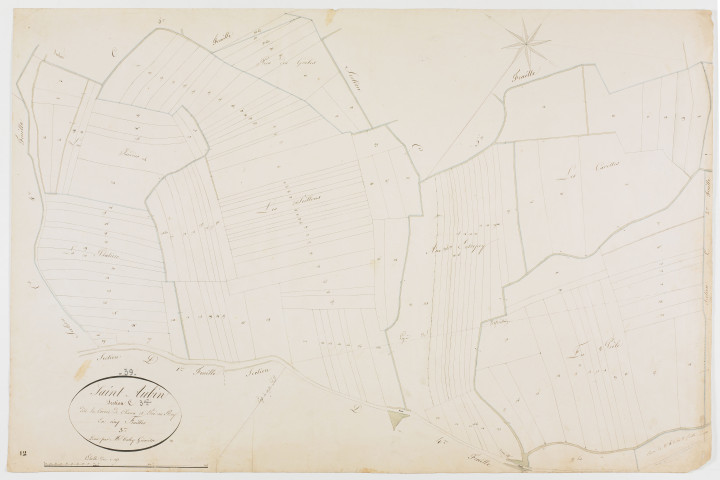 Saint-Aubin, section C, Corvée de Chaux et Pré au Roy, feuille 3. [1825] géomètre : Tabey