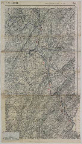 Plan de la ligne de démarcation dans le département du Jura, d'Arbois à Mijoux.