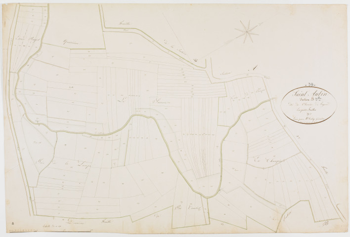 Saint-Aubin, section B, Chemin d'Argand, feuille 3. [1825] ;géomètre : Tabey