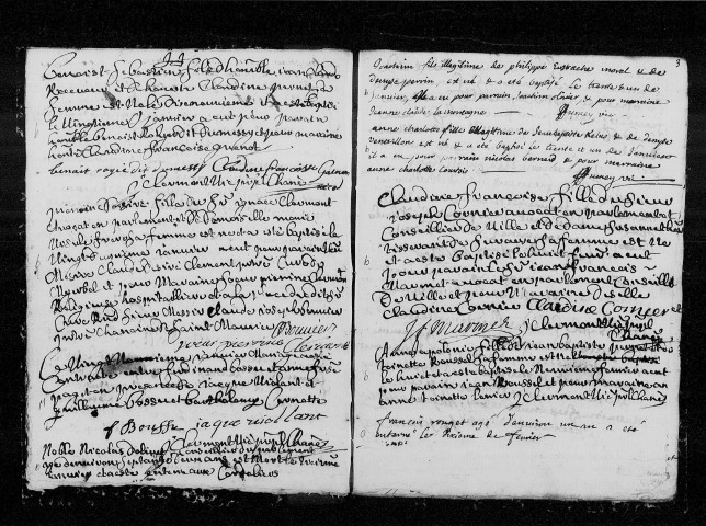 Baptêmes, mariages et sépultures, 3 janvier 1726 - 3 janvier 1727, 2 janvier 1727 - 7 janvier 1728, 2 janvier 1728 - 4 janvier 1729, double du 2 au 7 janvier 1728, 3 janvier 1729 - 1er janvier 1730, double du 3 et 4 janvier 1729, 1er janvier 1730 - 4 janvier 1731.