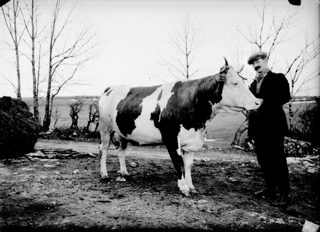 Homme avec une vache. Monsieur Marandet. Charbonny