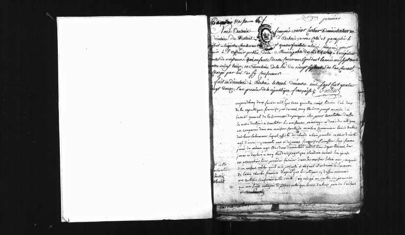 Naissances 1793-an V, an VII-an XI ; publications de mariage 1793-an XI ; mariages 1793-an VI, an IX-an XI.