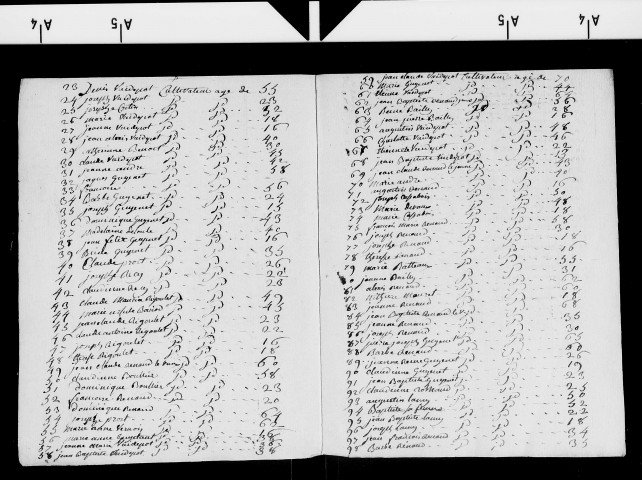 Tableaux nominatifs des habitants de Crillat (1803, 1808, 1809, 1810, 1811, 1812, 1813), Denezières (1803, 1808, 1809, 1810, 1811, 1812, 1813), Fort-du-Plasne (1808, 1809, 1810, 1811, 1813).