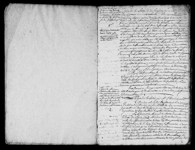 registre d'enregistrement des arrêtés et décisions du Conseil, ordres de la compagnie, du Directeur et autres employés supérieurs, adressés au contrôleur des actes de Bletterans RIVIERE (29 mars 1765- 5 septembre 1786)