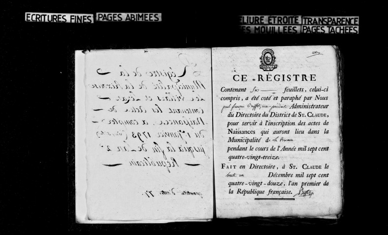 Naissances 1793-1812 ; publications de mariage 1793-an II, an XI-1812.