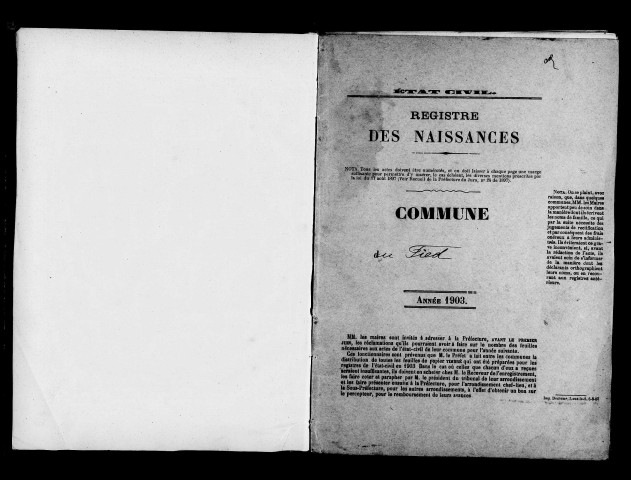 Naissances, décès, mariages, publications de mariage.