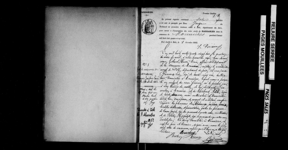 Naissances, mariages, décès, publications de mariage.