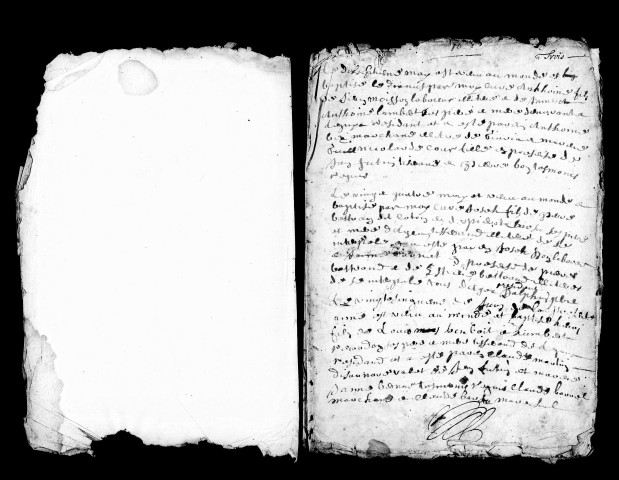 Série communale : baptêmes, mariage, novembre 1682-juillet 1683, mai-décembre 16(8)7, avril-novembre 16??, cahiers.
