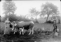 Femme Baubaud avec une charrue. Treffay