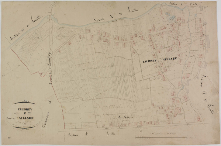 Vaudrey, section E, le Village, feuille 1.