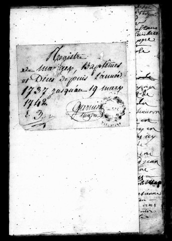 Série communale : baptêmes, mariages, sépultures 22 janvier 1737-19 mars 1742.