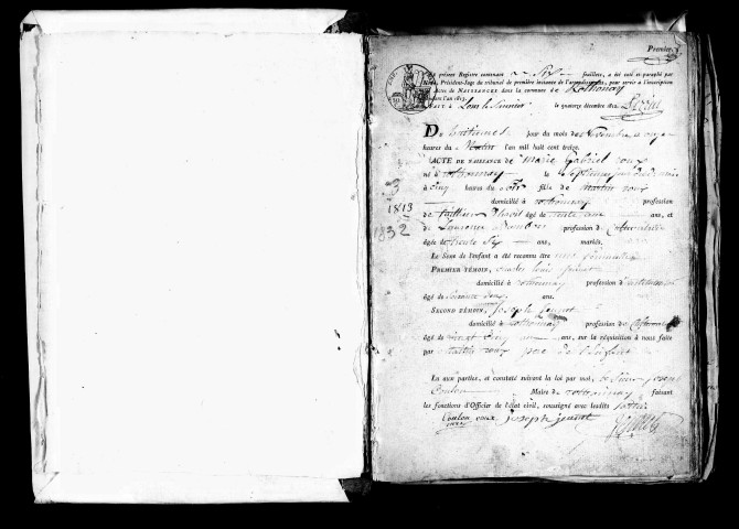 Série communale : naissances, 7 novembre 1813 - 21 décembre 1832.
