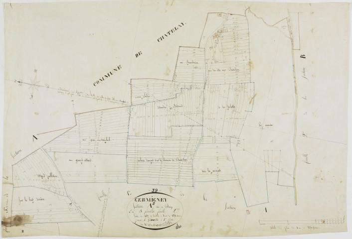 Germigney, section A, le Village, feuille 2.géomètre : Billet