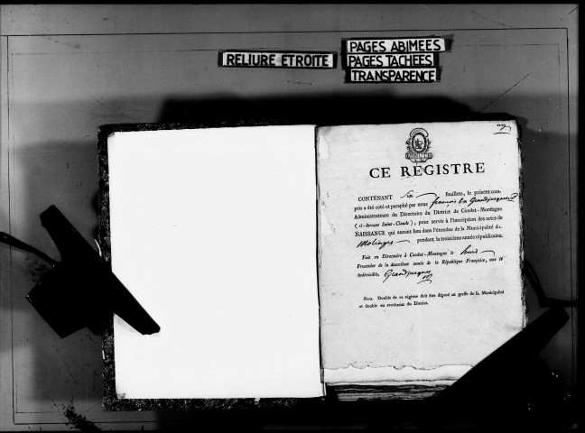 Naissances an III-1812 ; publications de mariage an V, an XII-1812 ; mariages 1793-an IV, an VI-1812 ; décès an IV-1812.