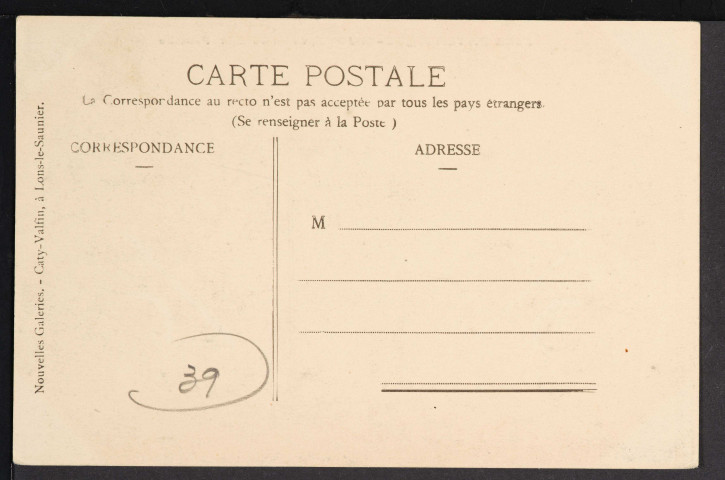 Jura Pittoresque – Mijoux, vu du Col de la Faucille (Nouvelles Galeries – Caty-Valfin, à Lons-le-Saunier.)