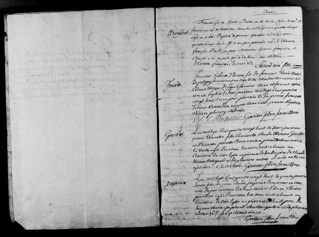 Baptêmes, mariages, sépultures.