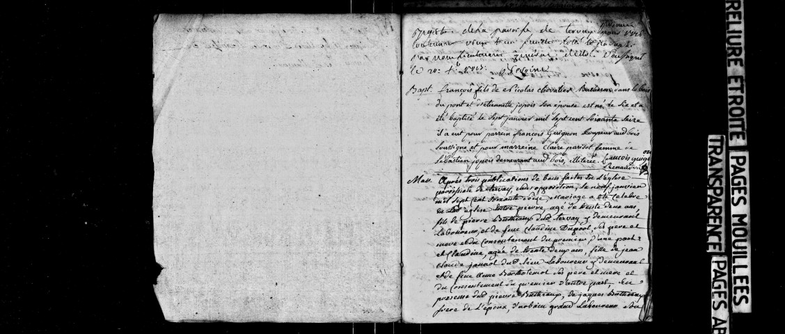 Baptêmes, mariages, sépultures 1776-1790, 1792.
