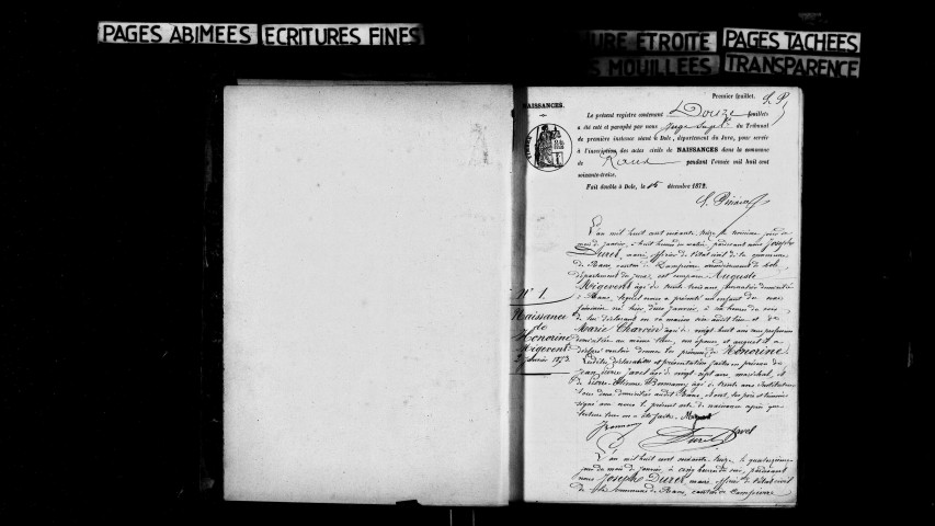 Naissances, mariages, décès, publications de mariage.