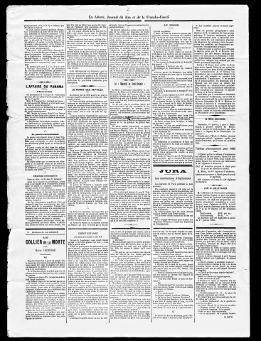 La Liberté du Jura et de la Franche-Comté. 1893.