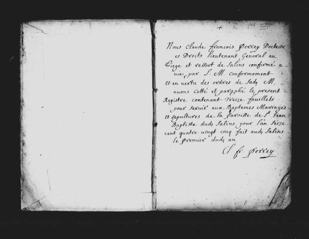 Série communale : baptêmes, mariages et sépultures, 3 janvier - 20 décembre 1685, minutes.