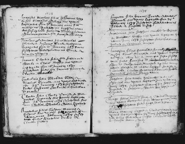 Baptêmes, 13 août 1637 - 31 décembre 1640, index des baptêmes pour la période 1607-1640, 24 janvier 1641 - 2 avril 1655.