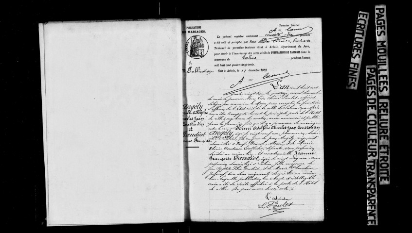 Publications de mariage.