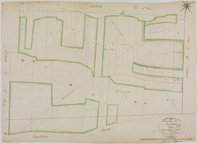 Bois-d'Amont, section C, les Landes d'Aval, feuille 3.géomètre : Rosset