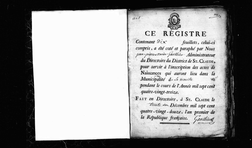 Naissances 1793-1812 ; publications de mariage an V-an VI, an XI, an XIII-1812.