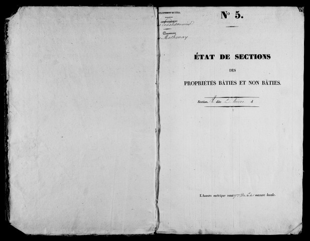 Etat de sections, s.d. [1828].