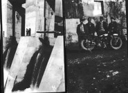 Une écluse / Quatre hommes devant une moto