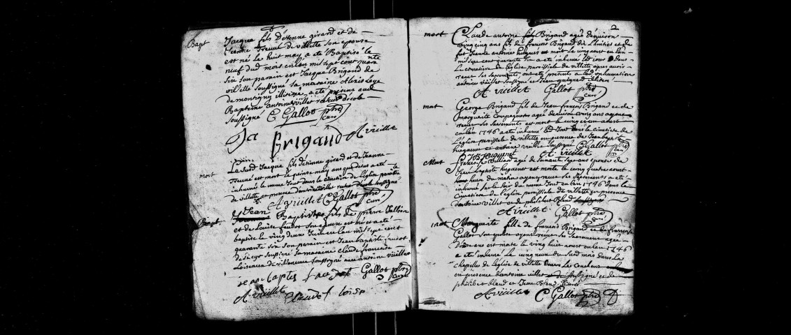 Baptêmes, mariages, sépultures avril 1746-octobre 1761.