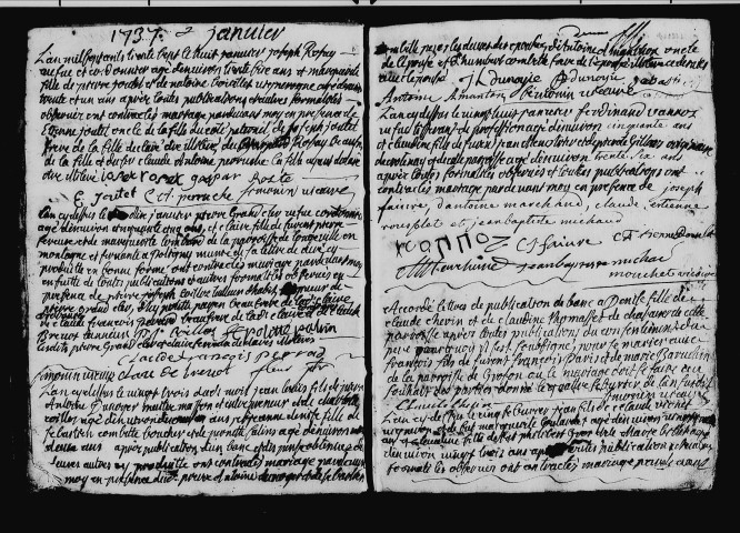 Série communale : mariages, 8 janv. 1737-28 déc. 1746.