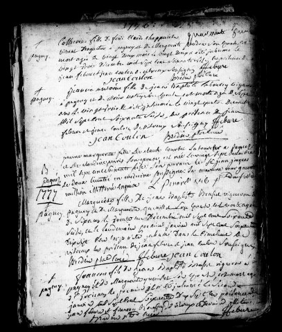 Série communale : baptêmes, mariages, sépultures, 23/12/1776-1791.