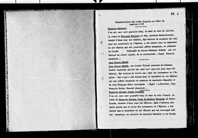 Sépultures de l'hôpital.