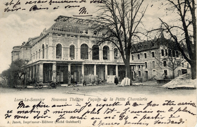 Lons-le-Saunier (Jura). Façade de la Petite Chevalerie.Théâtre, Imp. A. Janet.