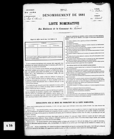 Résultats généraux, 1886, 1891. Listes nominatives, 1881, 1886, 1891.