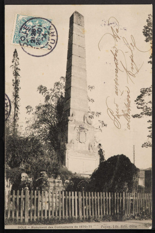 Dole - Monument des Combattants de 1870 - 71 (Payan, Lib.- Edit. Dôle) (1904)