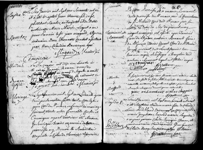 Baptêmes, mariages et sépultures.