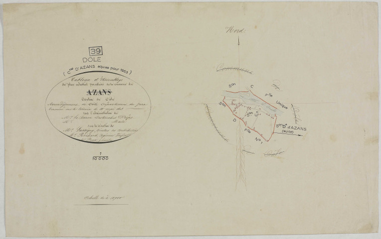 Azans, tableau d'assemblage.géomètre : Poux