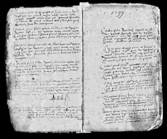 Série communale : baptêmes 1596-1663. A l'envers du registre : sépultures 1658-1665.