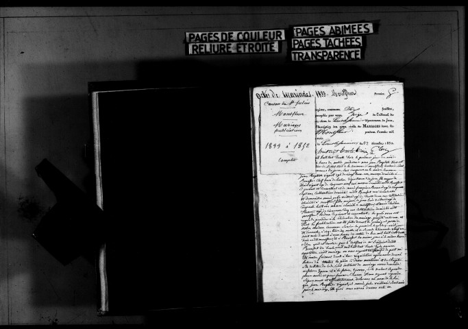 Mariages, publications de mariage.