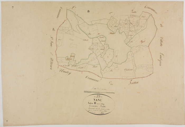 Nanc-lès-Saint-Amour, section B, le Village, feuille 3.géomètre : Singey