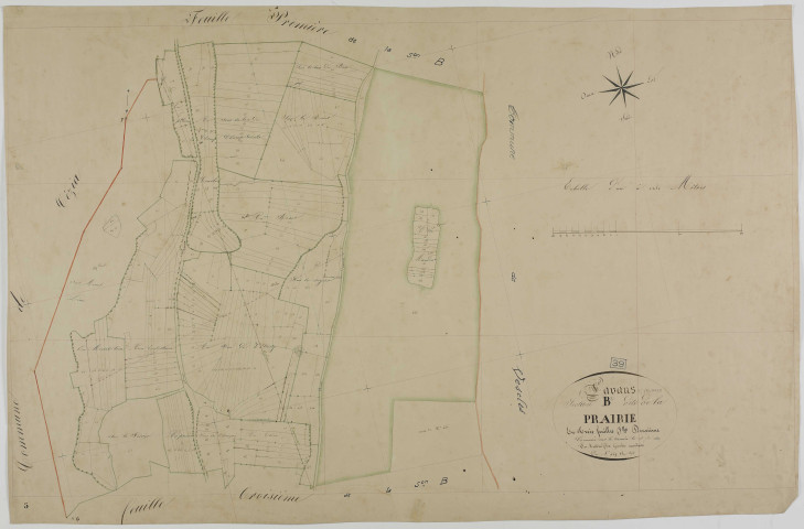 Lavans-sur-Valouse, section B, la Prairie, feuille 2.géomètre : Mathieu Félix