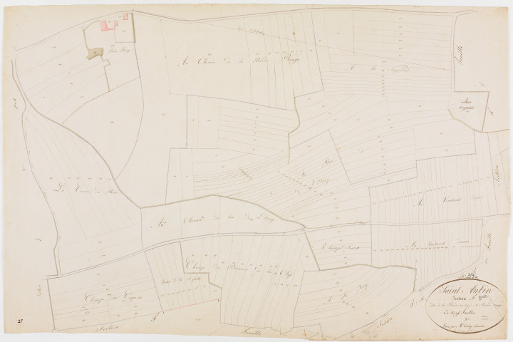 Saint-Aubin, section F, la Borde au Cyr et Borde Rouge, feuille 3. [1825] géomètre : Tabey