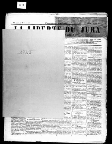 La Liberté du Jura et de la Franche-Comté. 1923-1924.