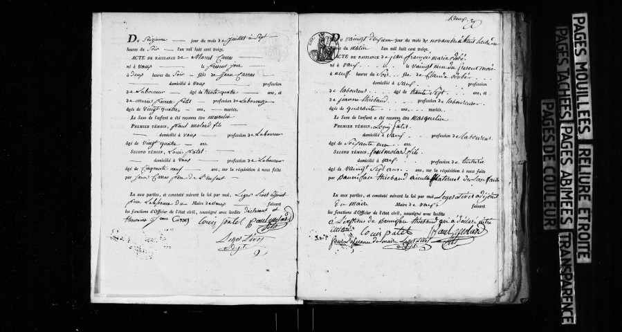 Publications de mariage 1813-1820, 1822-1832 ; naissances 1813-1832.