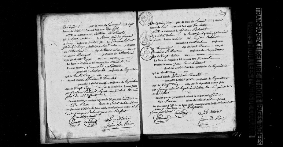Décès 1818 ; naissances, mariages 1818-1822.