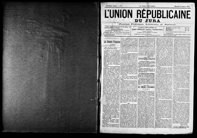 L'Union républicaine du Jura. 1912.