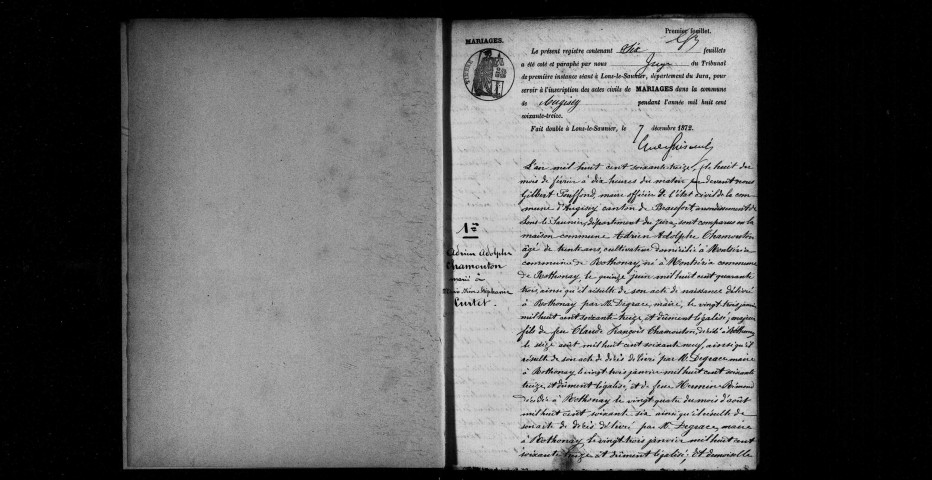 Mariages, publication de mariage.