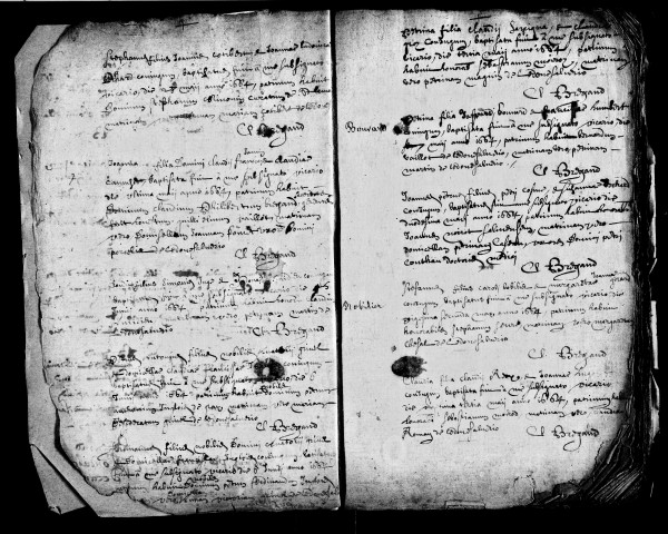 Baptêmes 20 avril 1664-4 avril 1667, mariages (en fin tête bèche) juillet 1664-10 février 1667.